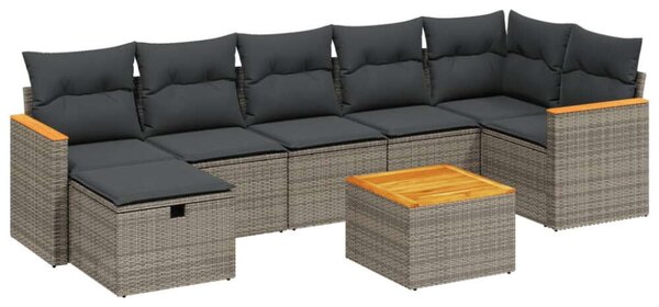 VidaXL Polyrattan Kerti Ülőgarnitúra - 8 részes - Szürke