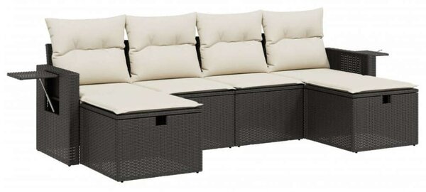 VidaXL Polyrattan Kerti Ülőgarnitúra - 6 részes - Fekete