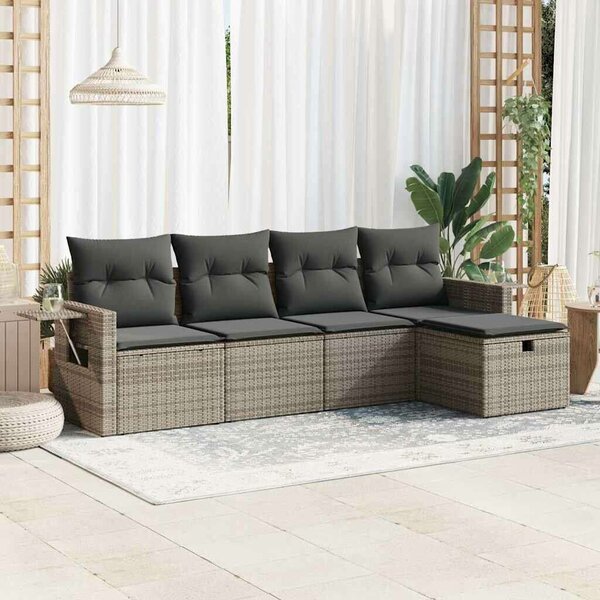 VidaXL Polyrattan Kerti Ülőgarnitúra - 5 részes - Szürke