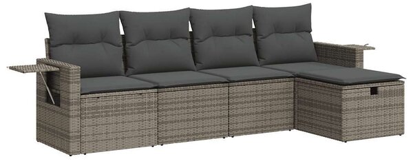 VidaXL Polyrattan Kerti Ülőgarnitúra - 5 részes - Szürke