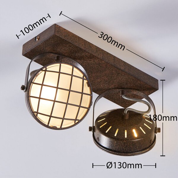 Mennyezeti Lámpa Lindby, Tamin, dimmable, Barna / Rozsdabarna, Nappali, Fém, Indusztriális dizájn