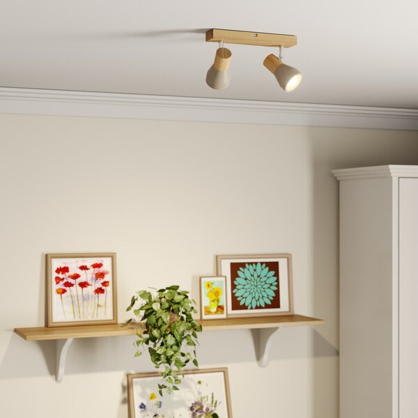 Mennyezeti Lámpa Lindby, Filiz, dimmable, Fa, Hálószoba, Fa, Skandináv
