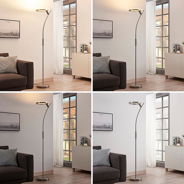 Állólámpa Lindby, Darion, dimmable, Szürke, Nappali, Fém, Modern