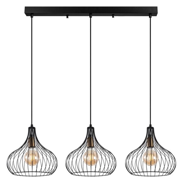 Teldamla 11910 fekete-antik fém függőlámpa, 76 x 22 cm, 3 izzós