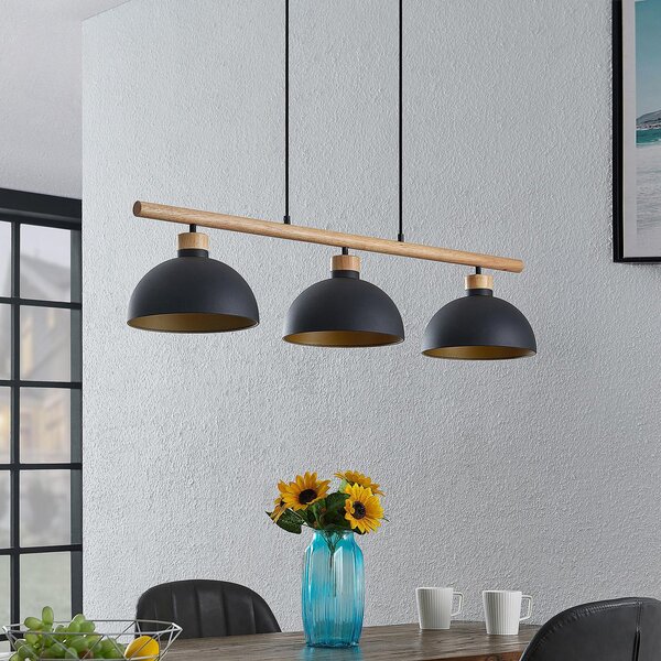 Függőlámpa Lindby, Tirzana, dimmable, Fekete, Nappali, Fém, Vintage