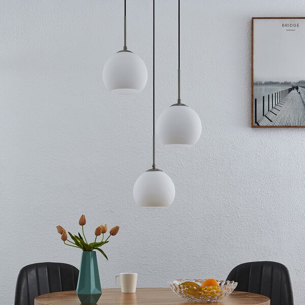Függőlámpa Lindby, Jurian, dimmable, Fehér, Nappali, Üveg, Modern