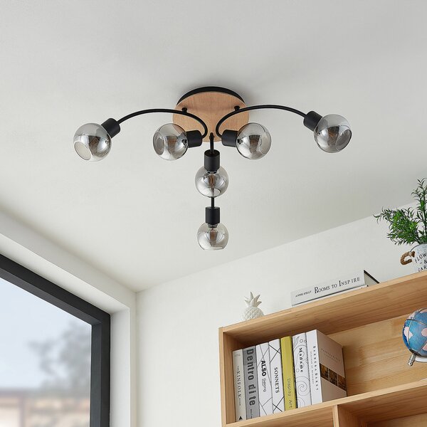 Mennyezeti Lámpa Lindby, Eridia, dimmable, Fa, Nappali, Üveg, Modern