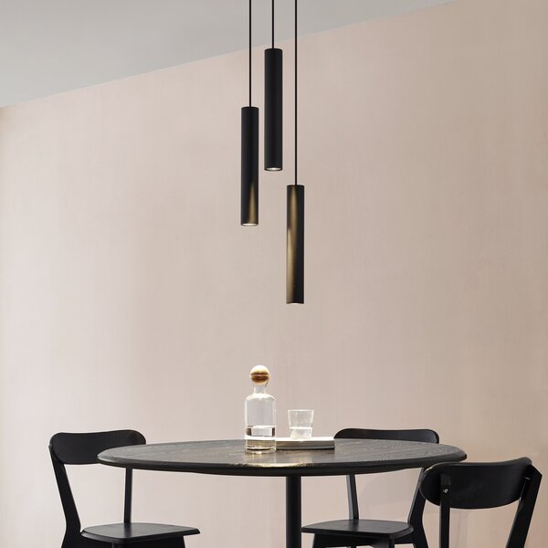 Függőlámpa Lindby, Joffrey, dimmable, Fekete, Nappali, Fém, Modern
