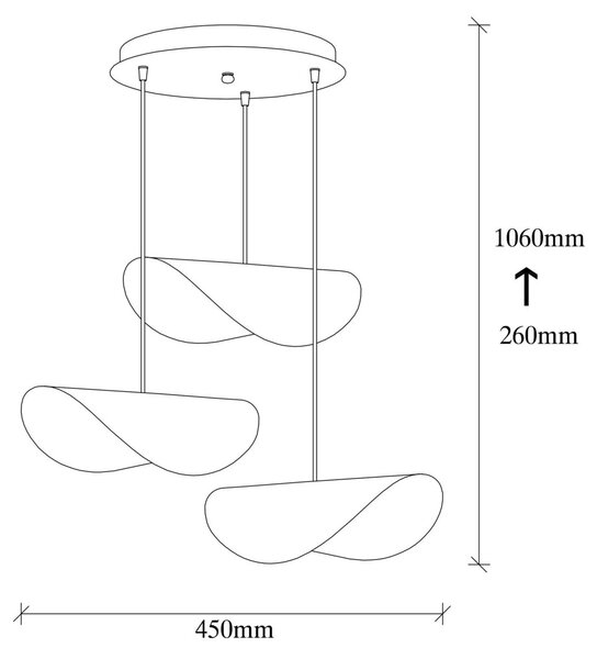 Sivani MR-964 fehér-arany fém függőlámpa, Ø45 cm, 3 izzós