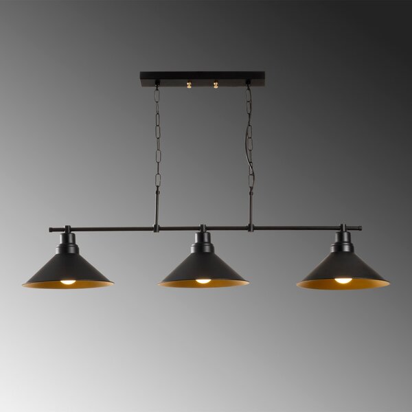 Sivani MR-835 fekete fém függőlámpa, 108 x 24 cm, 3 izzós