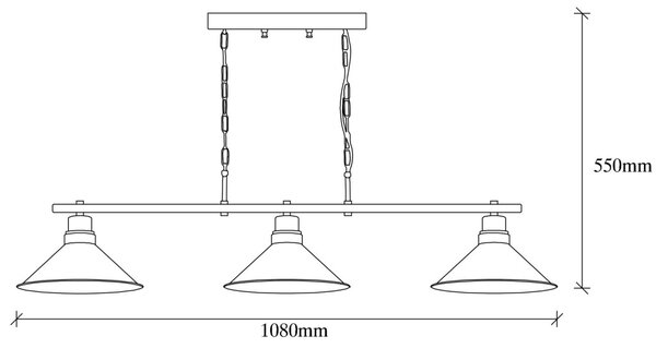 Sivani MR-835 fekete fém függőlámpa, 108 x 24 cm, 3 izzós