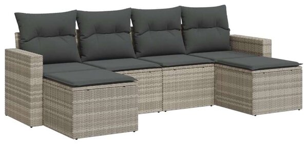 VidaXL Polyrattan Kerti Ülőgarnitúra - 6 részes, Világosszürke
