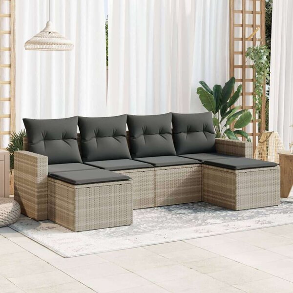 VidaXL Polyrattan Kerti Ülőgarnitúra - 6 részes, Világosszürke