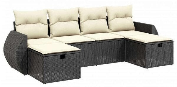 VidaXL Polyrattan Kerti Ülőgarnitúra - 6 részes - Fekete