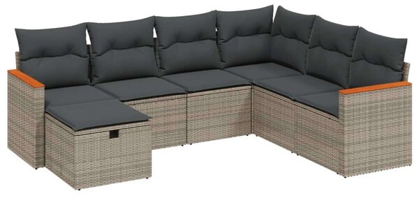 VidaXL Polyrattan Kerti Ülőgarnitúra - 7 részes - Szürke