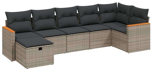 VidaXL Polyrattan Kerti Ülőgarnitúra - 7 részes, Szürke