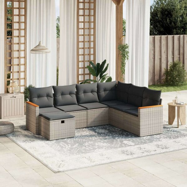 VidaXL Polyrattan Kerti Ülőgarnitúra - 7 részes - Szürke