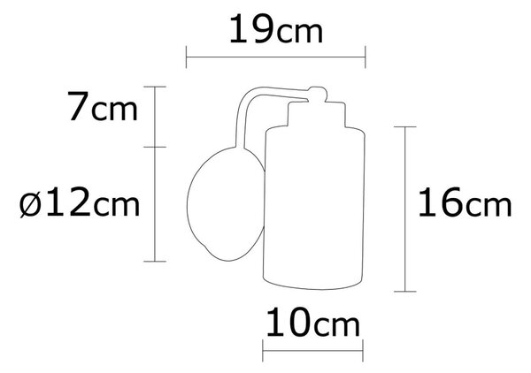 Balcova N-340 ezüst fém és üveg falilámpa