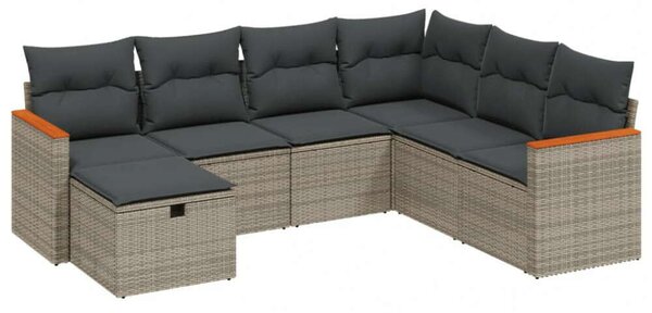 VidaXL Polyrattan Kerti Ülőgarnitúra - 7 részes - Szürke