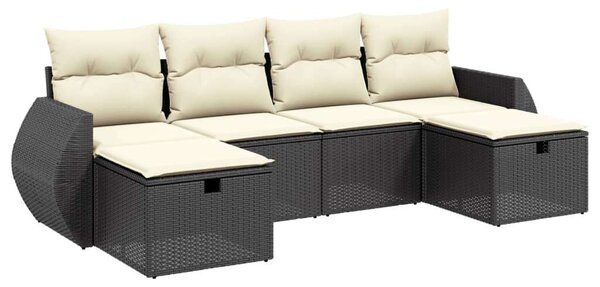 VidaXL Polyrattan Kerti Ülőgarnitúra - 6 részes - Fekete