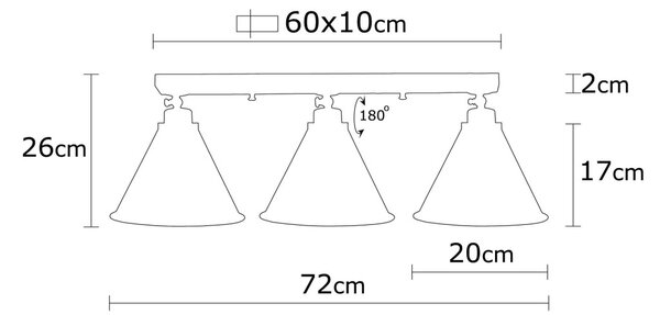 Berceste N-677 fekete fém függőlámpa, Ø72 cm, 3 izzós
