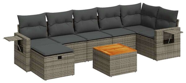 VidaXL Polyrattan Kerti Ülőgarnitúra - 8 részes - Szürke