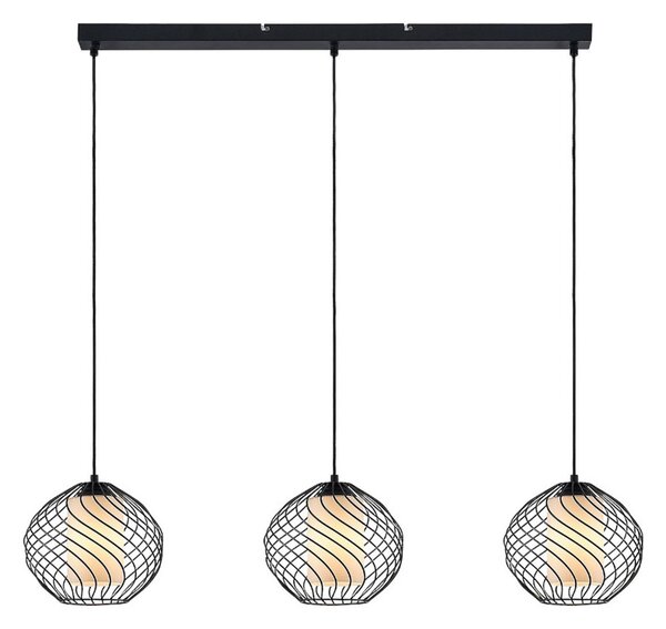 Függőlámpa Lindby, Cedrice, dimmable, Fekete, Nappali, Fém, Vintage