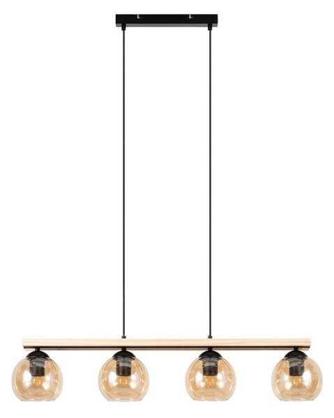 Függőlámpa Lindby, Enrique, dimmable, Fa, Nappali, Üveg, Modern