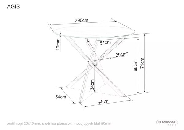 Agis Asztal Kerek 90cm fekete