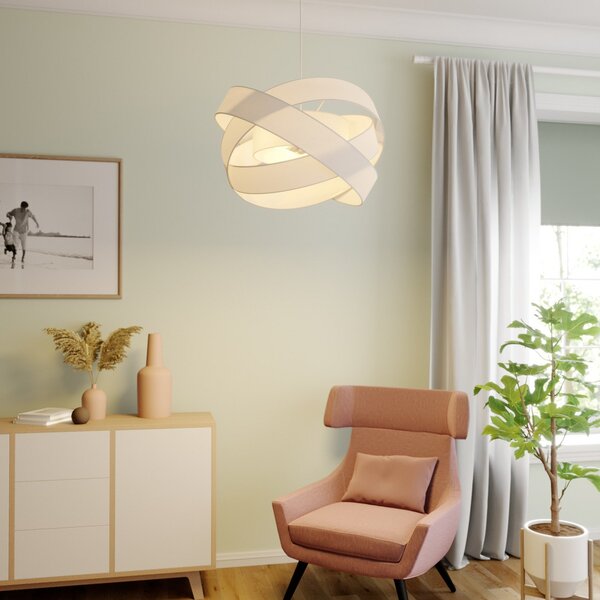 Függőlámpa Lindby, Simaria, dimmable, Fehér, Nappali, Szövet / Textília, Modern