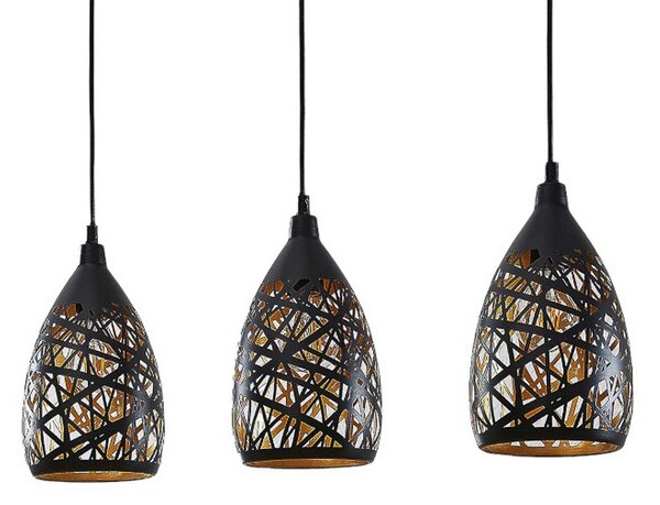 Függőlámpa Lindby, Marcello, dimmable, Fekete, Konyha, Fém, Modern