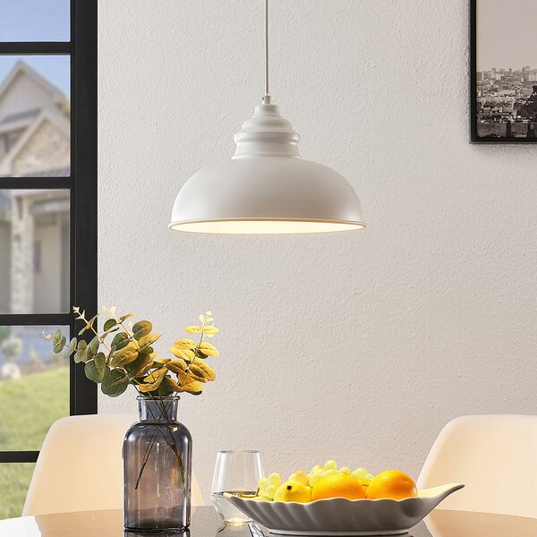 Függőlámpa Lindby, Cliona, dimmable, Fehér, Nappali, Fém, Vintage