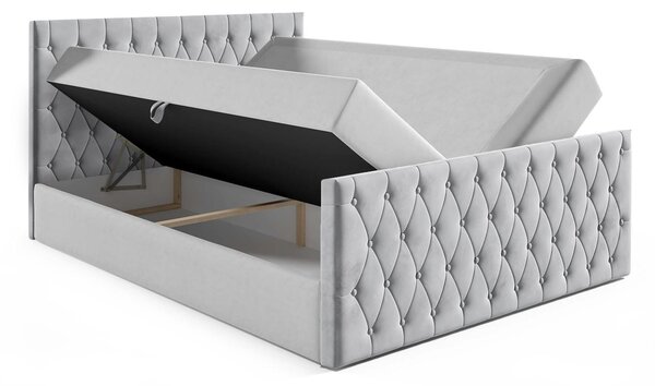 Wilsondo MONTANA kárpitozott boxspring ágy fedőmatraccal - barna Méret: 140x200