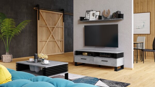 Mazzoni GOKEE PW-145 Millenium Beton/Fekete Matt - MODERN LAMELLÁS FÜGGŐ/FALI POLC