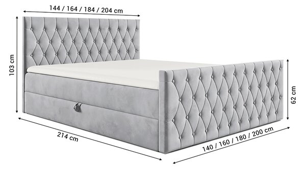 Wilsondo MONTANA kárpitozott boxspring ágy fedőmatraccal - barna Méret: 140x200