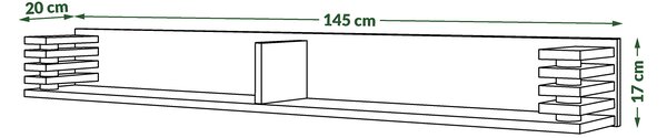 Mazzoni GOKEE PW-145 Fehér Matt/Fekete Matt - MODERN LAMELLÁS FÜGGŐ/FALI POLC