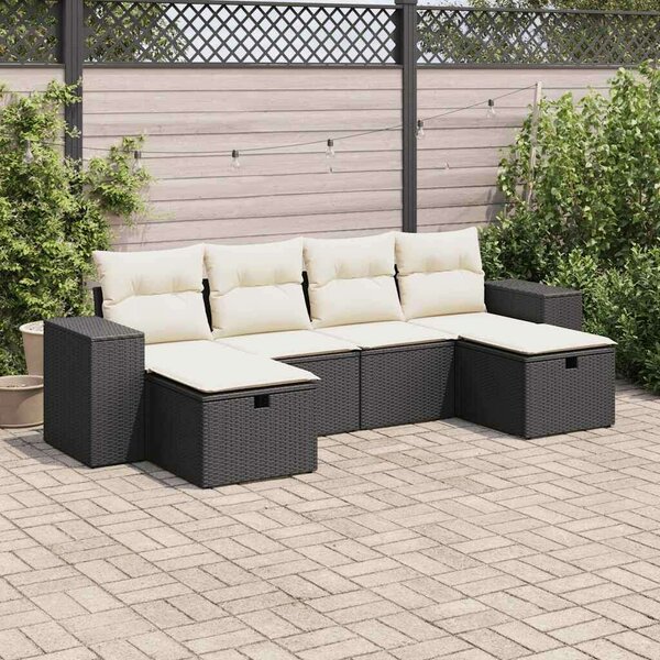 VidaXL Polyrattan Kerti Ülőgarnitúra - 6 részes - Fekete