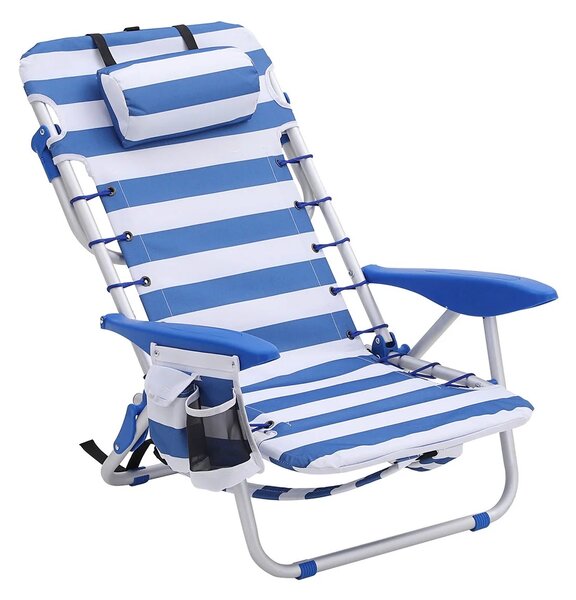RHODOS strand szék, 68x63x75cm, fehér/kék SongmicsHome