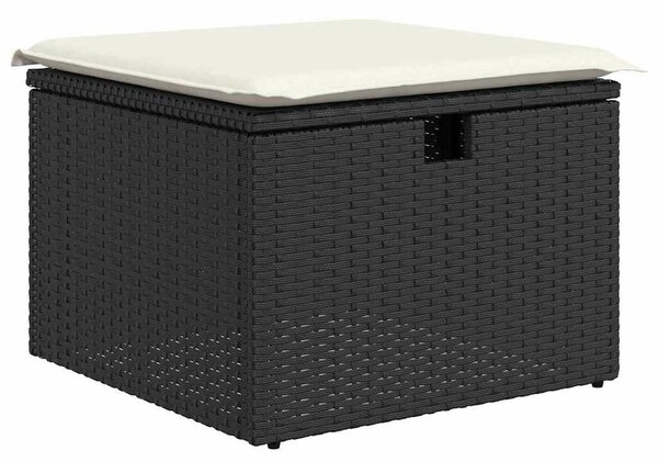 6 darabos Kerti Kanapészett Párnákkal Fekete Poli Rattan