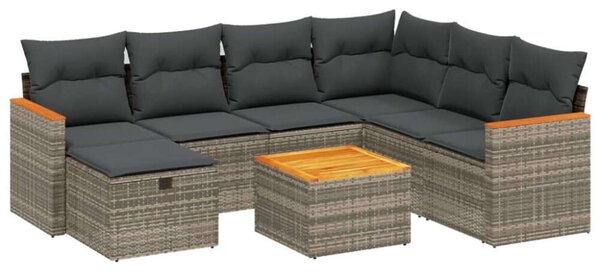 Polyrattan Kerti Ülőgarnitúra - 8 részes - Szürke