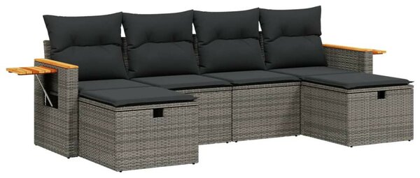 VidaXL Polyrattan Kerti Ülőgarnitúra - 6 részes - Szürke