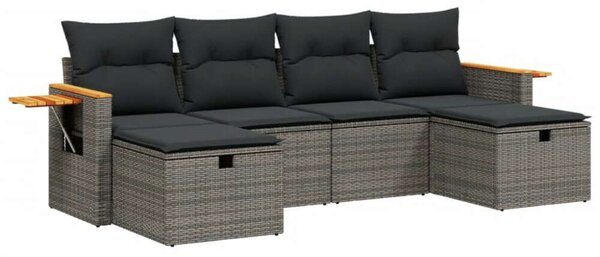 VidaXL Polyrattan Kerti Ülőgarnitúra - 6 részes - Szürke
