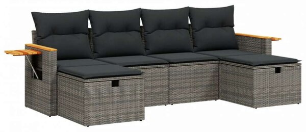 VidaXL Polyrattan Kerti Ülőgarnitúra - 6 részes - Szürke