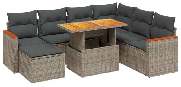 VidaXL Polyrattan Kerti Ülőgarnitúra - 8 részes - Szürke