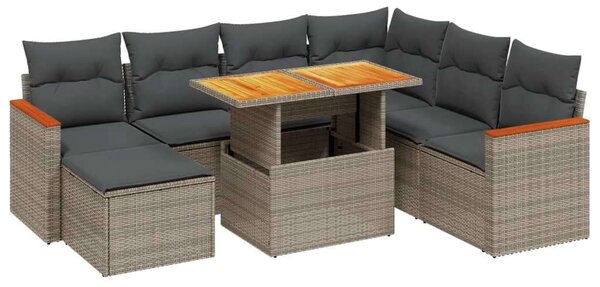 VidaXL Polyrattan Kerti Ülőgarnitúra - 8 részes - Szürke