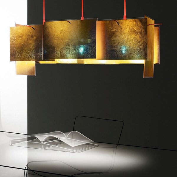 Függőlámpa Ingo Maurer, 24 Karat Blau M, dimmable, Arany / Sárgaréz, Nappali, Műanyag, Dizájn
