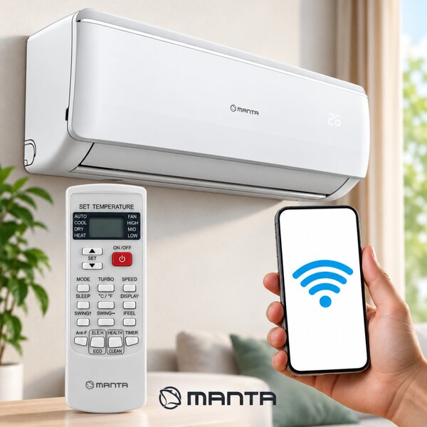 MANTA AAC012NN A++ inverteres hűtő-fűtő split klíma 3.5kw WIFI előkészítéssel