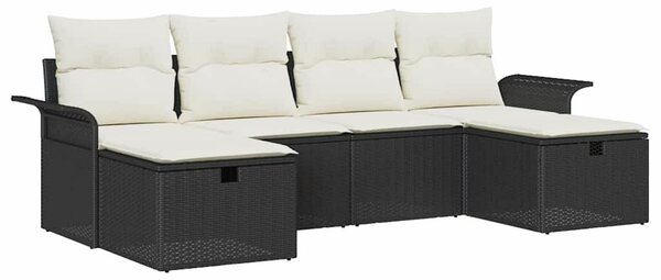 VidaXL Kerti Kanapé Szett párnával 6 pcs Fekete és Krém polirattan