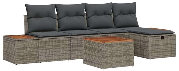 VidaXL Kerti Kanapé Szett párnával 6 pcs Szürke Poli rattan