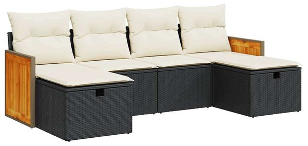 VidaXL Polyrattan Kerti Ülőgarnitúra - 6 részes - Fekete